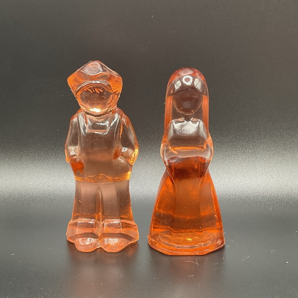Mosser Glass Vi Hunter Josh & Jenny Doll Figurine Peach Blo Vintage 1982